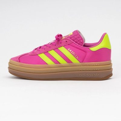 Adidas Women Gazelle Bold Semi Lucid Fuchsia / Solar Slime / Gold Metallic
