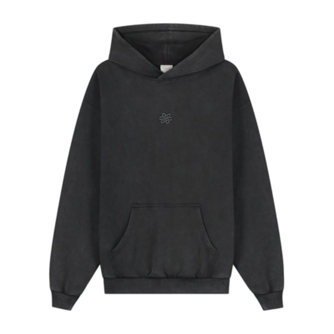 Hoodie Filling Pieces Unisex Boxy Embroidered Vintage Black 26