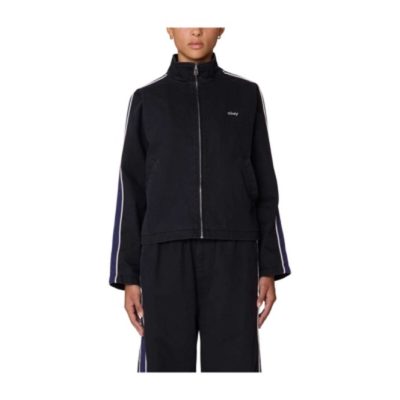 Jacket Obey Women Astrid Stripe Digital Black Faded Wash
