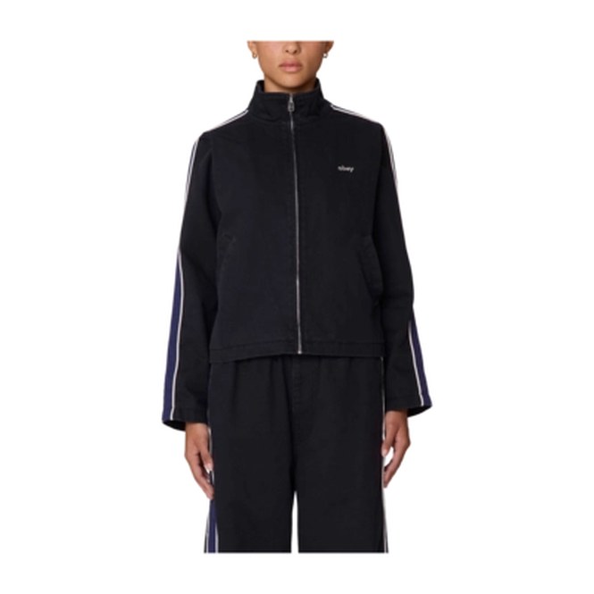 Jacket Obey Women Astrid Stripe Digital Black Faded Wash