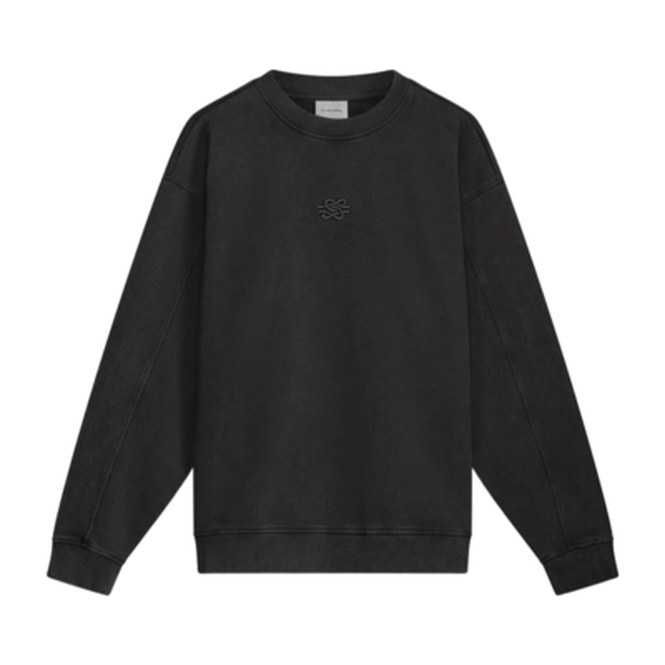 Jumper Filling Pieces Unisex Boxy Embroidered Vintage Black