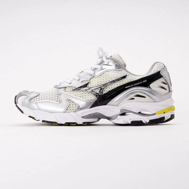 Mizuno Unisex Wave Rider 10 Snow White/Black/Sylvan Green 26