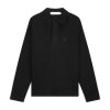 Polo Shirt Filling Pieces Men Knit Boucle Black