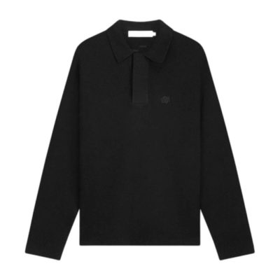 Polo Shirt Filling Pieces Men Knit Boucle Black