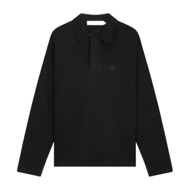 Polo Shirt Filling Pieces Men Knit Boucle Black