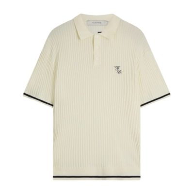 Polo Shirt Filling Pieces Unisex Fine Knit Antique White