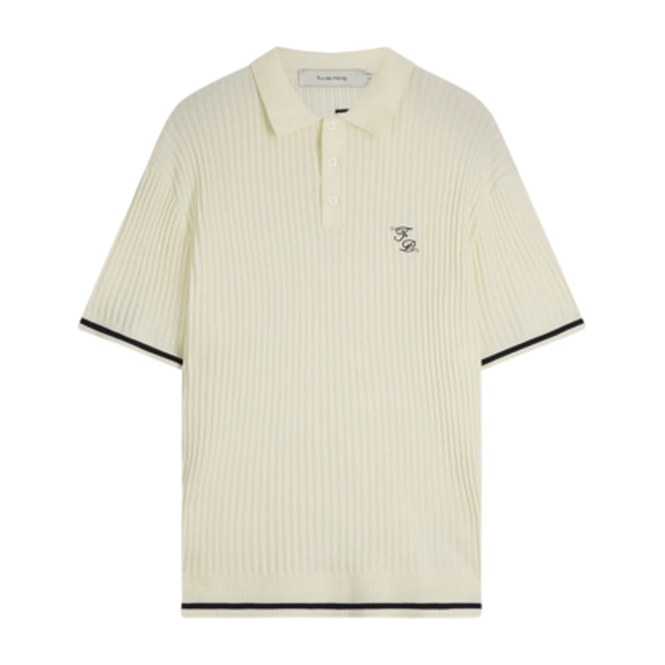 Polo Shirt Filling Pieces Unisex Fine Knit Antique White