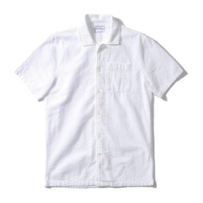 Shirt Short Sleeve Edmmond Studios Men Seersucker SS Plain White