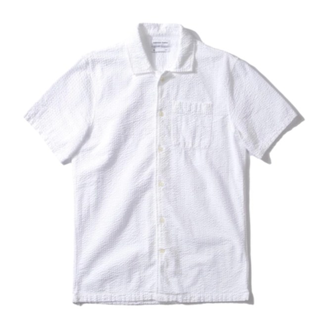 Shirt Short Sleeve Edmmond Studios Men Seersucker SS Plain White