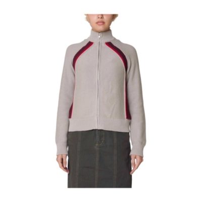 Sweater Obey Women Lizzie Zip Mock Oatmeal Heather