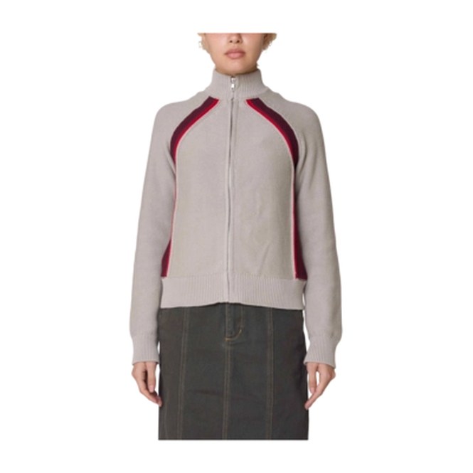 Sweater Obey Women Lizzie Zip Mock Oatmeal Heather