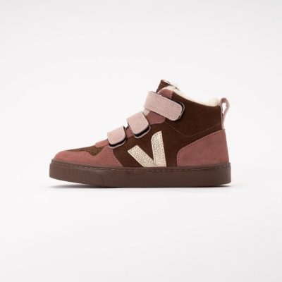 Veja Kids Small V-10 Mid Winter Suede Walnut Platine Bark