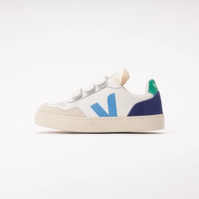 Veja Kids Small V-90 O.T. Leather White Celeste Cobalt